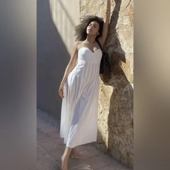 ZARA Dress Maxi Corset Style Bohemian White Summer Vacation - Picture 2 of 15